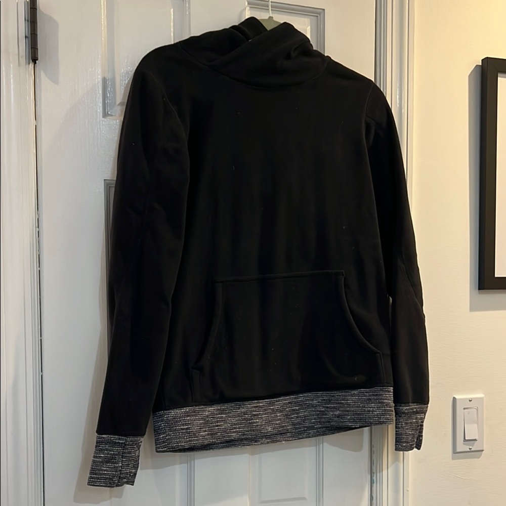 Black fleece Hoodie with Gray Accents